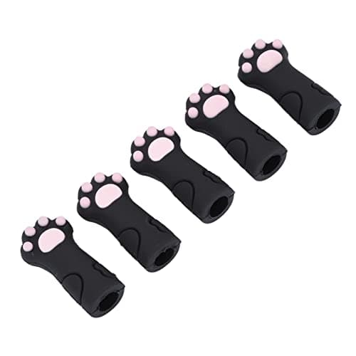 ASHATA Cat Shape Silicone Cuticle Scissors Cover Protector, 5 Pack Cuticle Trimmer Protective Sleeve for Nail Nipper and Toenails, Soft Silicone Nipper Cover for Travel (Black)