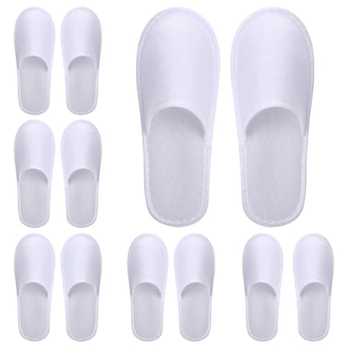 kuou Disposable Spa Slippers 6 Pairs Hotel Guest Slippers White Close Toes