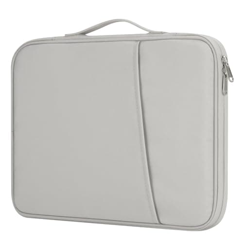 13 Inch Padded iPad Sleeve With Top Handle & Front Storage Pocket, Shock‑Resistant Protective Tablet Case for iPad Air,Cream White