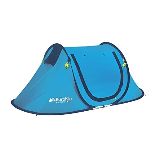 Eurohike Pop 200 Tent for 2 People with Sewn in Groundsheet, 2 Man, Easy to Pitch, Pop-Up Design, Lightweight (Blue)