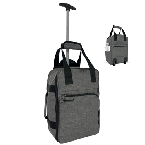 Bordlite RyanAir Approved Cabin Holdall on Wheels, Extendable Handle, Multi Pocket Twill Travel Bag - 40x25x20cm - Grey