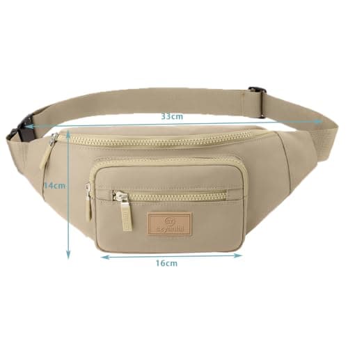 Bumbags for Ladies Bum Bag Fanny Pack Men Women Waist Pack Lightweight Adjustable for Running Walking Hiking Jogging (Khaki) — view 4