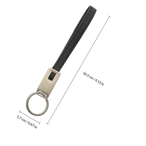 iplusmile Type C Keychain Charging Cable Leather Two in One Black — view 2