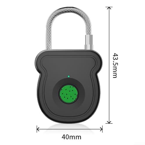 Fingerprint Padlock Smart Padlock Biometric Padlock USB C Rechargeable Padlock Fingerprint Lock for Backpack Suitcase Luggage Gym Locker Cabinet Travel Lock (Black) — view 2