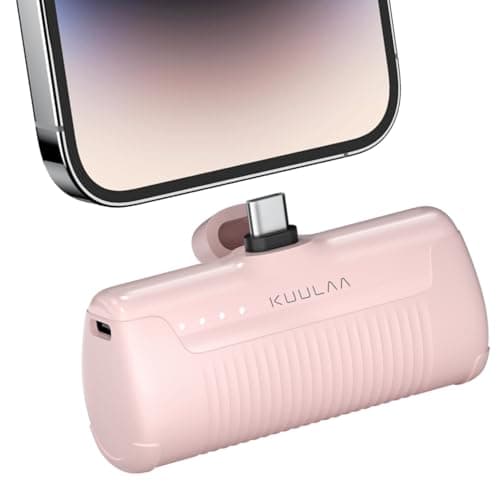 Kuulaa Mini Power Bank 4500mAh,PD 16W Ultra Compact Portable USB C Charger,Small Portable Charger Compatible with Samsung Huawei Xiaomi OPPO Oculus Quest Games Android Switch etc (Pink)