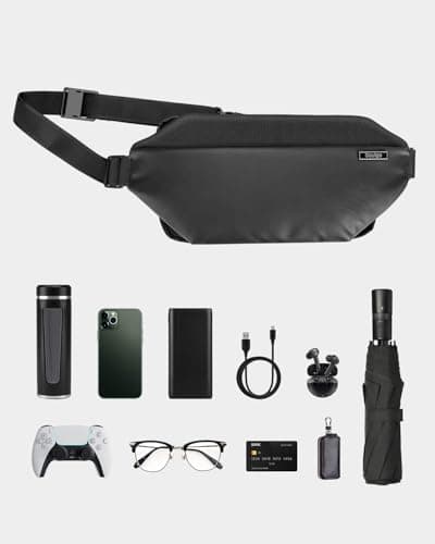Sling Bag with RFID Blocking for Men & Women, Crossbody Chest Shoulder Bag with Water Bottle Holder for Travel, Cycling, Work, Sport, Hiking-Black — view 5