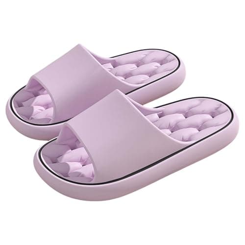 ziubauyke Sliders Cloud Slippers Women Men Arch Support Lightweight Non-Slip Bathroom Slippers Soft Flip Flops With Thick Sole Pool Shoes Beach Shower Travel Thong Sandals Hole Design Purple Size 7