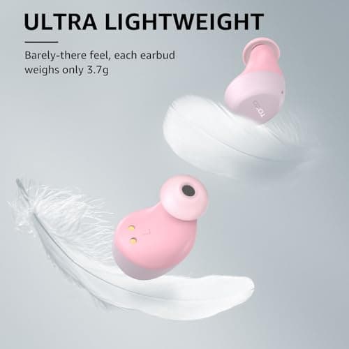 TOZO A1 Wireless Earbuds, Bluetooth 5.3 Earphones, Support APP EQ Setting, 32H Long Playtime, Ear Buds with HiFi Stereo Sound, Light-Weight Wireless Earphones, IPX5 Waterproof Pink — view 3