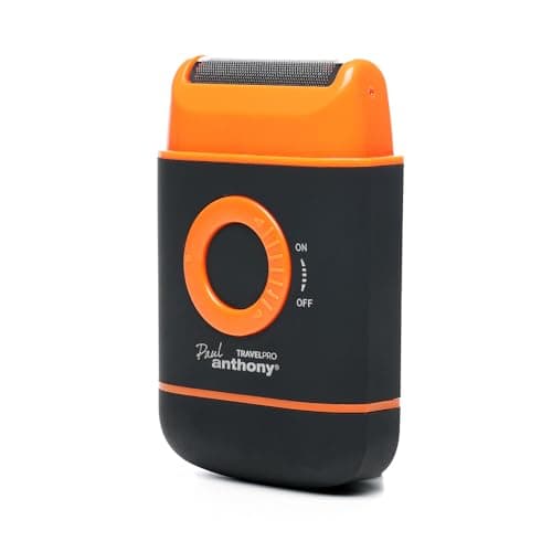 Paul Anthony Travel Pro Battery Operated Men's Compact Foil Shaver, Titanium Flexible Blade, Retractable Side Trimmer,Rubberised Finish, 2 x AA Battery Operated - Orange - H5001A — view 2