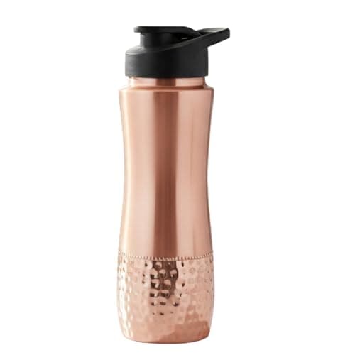 COPPAYA Pure Copper Water Bottle with Sipper, 900ml Capacity (30.4 US fl oz), Traditional Ayurveda Drinkware for Daily Use, Made in India