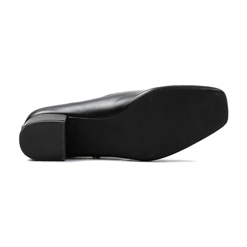 Womens Low Mid Block Heel Ankle Strap Smart Work Office Comfort Court Shoes Wide Fit Closed Toe Comfy Party Casual Travel Shoes Black Faux Leather — view 6