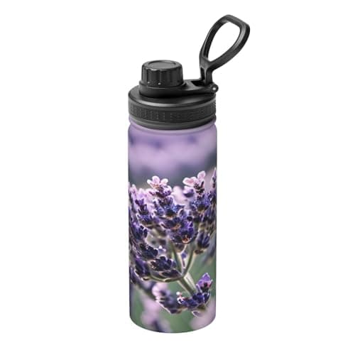 Lavender Flower Double Wall Leakproof Print Insulated Kettle,Travel,Gym,Cycling,Camping,Etc