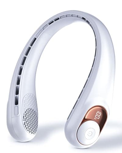 TUNISE Neck Fan, Personal Fan with LED Display, USB-C Rechargeable, 4000mAh-Battery, 3-Speed Adjustment & Whisper-Quiet Operation, Perfect for Home, Travel, Sports