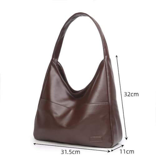 JIABAOZ Leather Tote Bag for Women Large Slouch Hobo Bags Shoulder Purse Work Travel Tote Handbag Autumn Winter Trends Retro Hobo Bag (coffee) — view 3