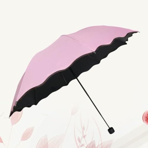 KONTONTY Pink Foldable Sunscreen Umbrella Brim with 8 Ribs, Petal Edge — view 5