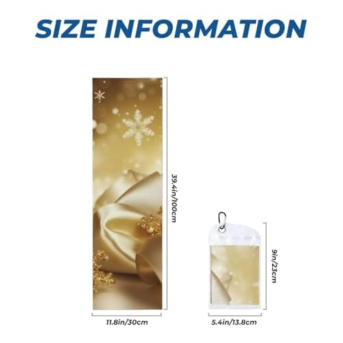 FHEDVBN Cooling Towels for Neck and Face, Soft Breathable Gym Towels with Waterproof Bag & Carabiner, Gold Silk Christmas Ice Towel Quick Dry Sweat Towels for Running, Yoga 40"x 12" — view 3