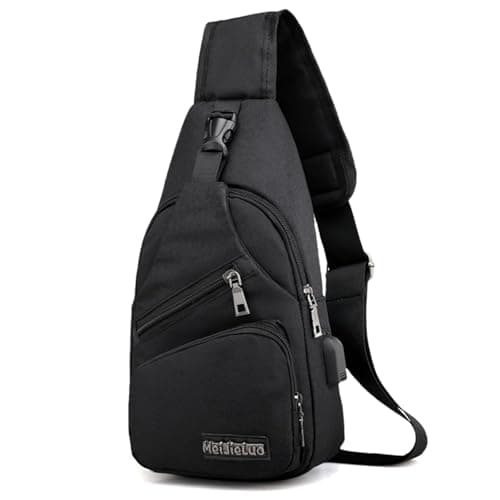 Aucuu Sling Bag Crossbody Backpack, Men's Chest Bag, Sling Backpack, Shoulder Cross Body Bags with USB Port, Hiking Casual Daypack for Women Men Cycling Camping Travel