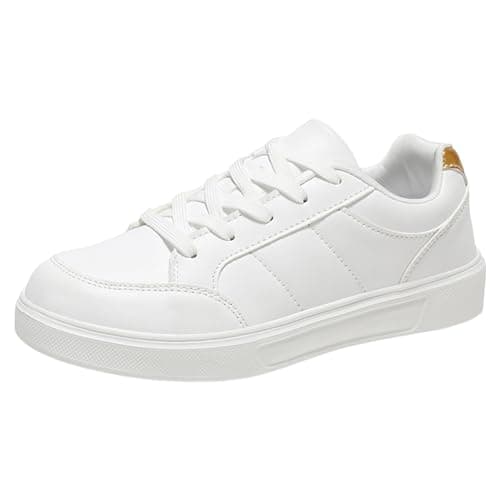 Casual Trainers for Women Flexible Lace Up Sports Shoes Flat Sole Everyday Travel Walking Trainers Gold