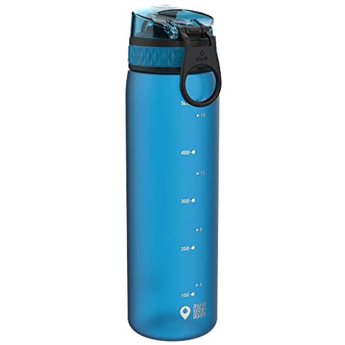 Ion8 Water Bottle, 500 ml/18 oz, Leak Proof, Easy to Open, Secure Lock, Dishwasher Safe, BPA Free, Hygienic Flip Cover, Carry Handle, Fits Cup Holders, Easy Clean, Carbon Neutral, Blue — view 5