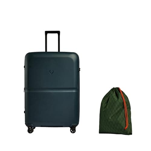 ANTLER Single Stripe Hard Shell Large Suitcase + Laundry Bag - 81x56x34cm 144L, Expandable, Lightweight, 4 Spinner Wheels, TSA Lock - Durable Large Check in Luggage - Indigo Blue