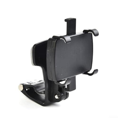 Car Dashboard Phone Holder Clamp with 360° Rotating, Curved Base Clip Mount for 3-7in Smartphones and GPS Devices, Non-Slip Soft Pad Protection, Easy One-Handed Operation in Black