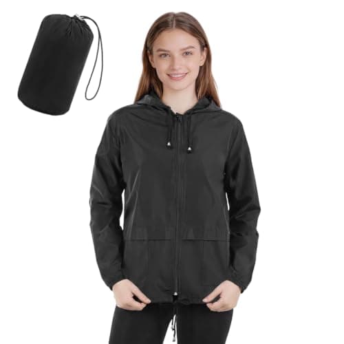 Vicloon Women's Lightweight Waterproof Rain Jacket, Hooded Breathable Packable Running Raincoats, Sun Protection Windproof Rain Jacket for Outdoor Hiking, Running, Cycling