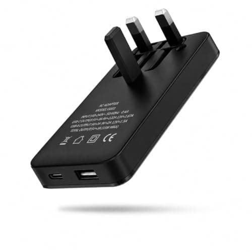 45W USB C Charger, Ultra Slim USB C PD & USB A QC 3.0 Fast Charger, Dual Port Folding UK Plug Power Adapter, Portable Wall Charger for iPhone, for i-Pads,for Samsang & Android Phones