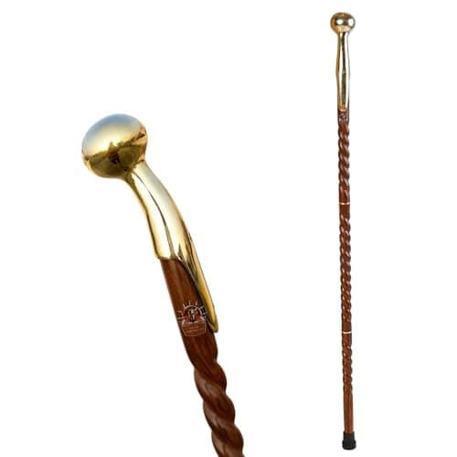 AZQAAN Handmade Brass Designer Head Handle Vintage Wooden Walking Cane – 37–38" Solid Rosewood Shaft, Brass Handle, Stylish Walking Stick for Men & Women, Senior Citizens, Costumes & Parties