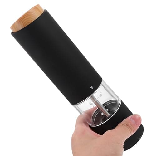 Electric Pepper Salt Grinder with Window, Black — view 4