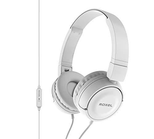 Roxel RX110 Lightweight Wired Foldable Headphones with Mic & Volume Control, On-Ear Headphones, Ergonomic Design, Answer Incoming Calls, Compatible with Android and IOS Devices (White) — view 2