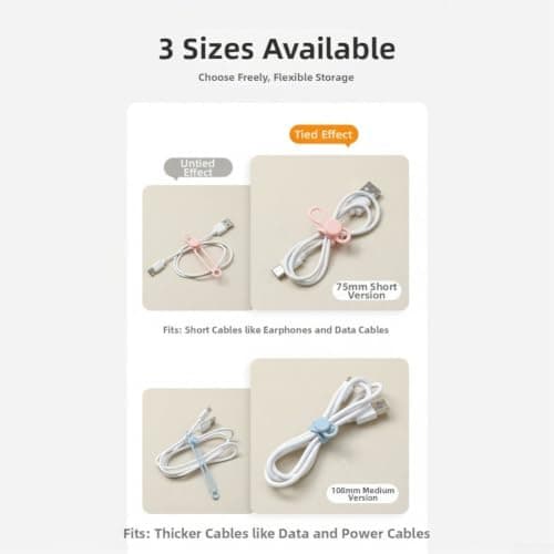 10 Pack Silicone Cable Ties, Reusable Cord Organiser for — view 3
