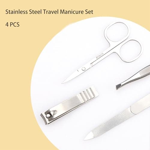 Shirene Travel Manicure Set,4-Piece Stainless Steel Nail Care & Grooming Kit,Professional Manicure Sets,Mens Nail Grooming Kit,Travel Cuticle Set with PU Leather Case — view 4
