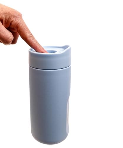 Décor 340ml Insulated Travel Cup - Double Wall Stainless Steel Coffee Mug with Leakproof Lid, Button Press Spout, 3h Hot / 12h Cold - Ice Blue — view 2