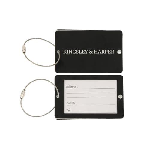 Aluminium Luggage Tags Twin Pack – Durable, Lightweight Travel ID Tags with Paper Insert for Suitcases, Backpacks & Carry-On Bags, Matte Black, Personalized