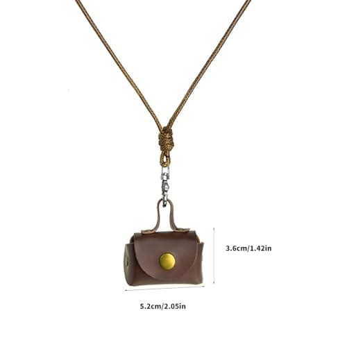 XIGACGEH Sturdy Leather Neck Hanging Pouches Accessory for Earphone and Cash Storage Multipurpose Use for Travel and Shopping Neck Hanging Pouches — view 3