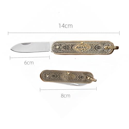 LINMOHERUI Copper Handle Folding pocket tool,UK Legal Non-Locking Pocket Tool, Men Cool Cutter 2.36'' Folding EDC Gadgets for Great Gift or Outdoor Camping — view 4