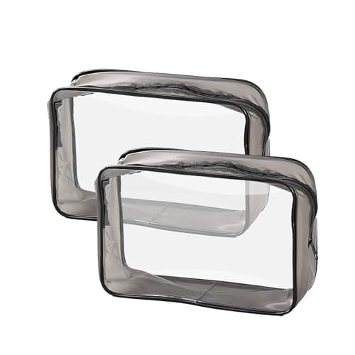 2 Pcs Double-Sided See-Through Travel Toiletry Bags, Waterproof PVC Plastic
