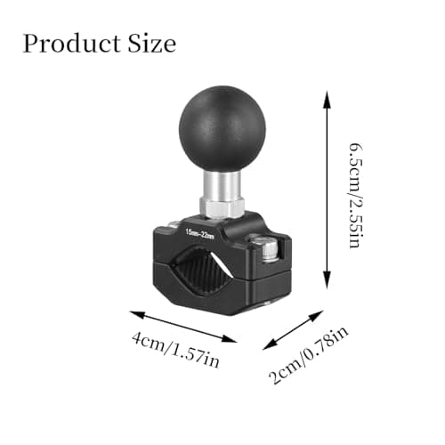 1 Inch Ball Head Handlebar Mount, RAM Ball Head Adapter with U-bolt Mounting Base, 25.4 mm/1" Aluminum Alloy Ram Mount Ball Base, Motorcycle Bicycle Handlebar Mount Clamp with Ball Connector — view 3