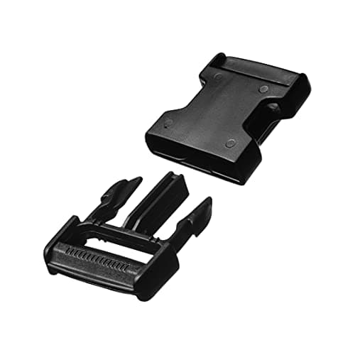 Realm Plastic Side Release Buckle Clip, Luggage, Back pack/rucksack, straps, 25mm, 38mm, 50mm, Black (25mm - 2 Pack)