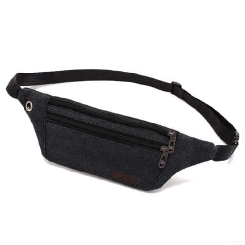 Honseadek Men Canvas Waist Bag Cross Body for sling Pouch for Running — view 3