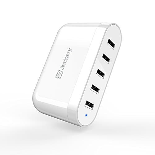 USB Charger Plug Jackery Crew 5-Port 40W Wall Charger Premium International Travel Adapter - 8A/40W Desktop Charger for Apple iPhone iPad, Samsung Galaxy, Smartphone, Tablet [UL Certification]