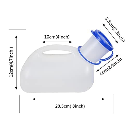 AWOKEN Unisex Potty Urinals for Car, Urine Bottles for Men and Women, Portable Pee Bottle, With a Lid and Funnel, Leakproof Toilet Urinals for Car,travel Camping,Blue and White,24*10cm(9*4 inches) — view 3