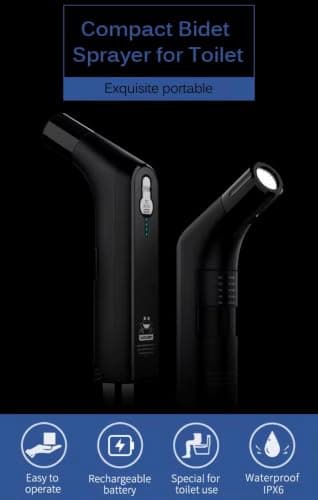 Safarex Portable Bidet Sprayer for Travel & Camping - Electric Handheld Bidet for Women & Men | Muslim Shower Shattaf | 2.3L Water Container Doubles as Travel Case | 2 Flow Rates | USB-C 800mAh — view 3