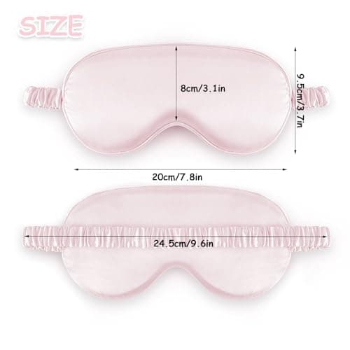 Sleep Mask Silk Eye Mask for Sleeping, Blackout Anti-Allergy Silk Eye Mask with Elastic Strap for Night,Travel,Nap,Meditation (Pink) — view 5