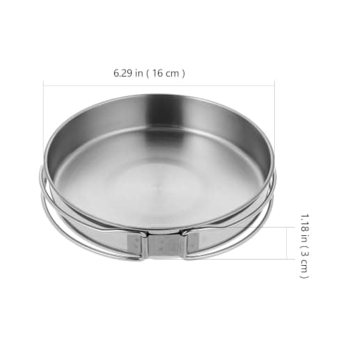 Toyvian Portable Frying Pan: Camping Stainless Steel Frying Pan with Folding Handles Outdoor Griddle Stir- Tableware Cookware for Hiking and Picnic Use, Outdoor Non-Stick Camping Utensils — view 3
