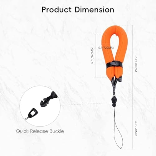 JJC Floating Wrist Strap for Olumpus TG-7 TG-6 TG-5 TG-4, Gopro Hero 9 Hero 8, Fujifilm FinePix XP140, XP120, Nikon W300 W100 & Other Underwater Cameras - Orange — view 6