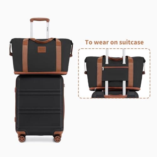 Kono 4 Piece Luggage Set ABS+PC Hard Shell Carry-On Cabin Suitcase,Black — view 5