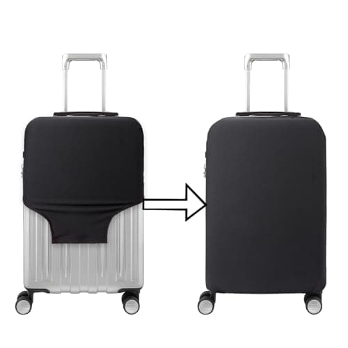 Bomiclss Elastic Suitcase Cover - Suitcase Protector for 22-25 Inch, Waterproof Dustproof Luggage Cover Black Baggage cover for Travel (Black, M)