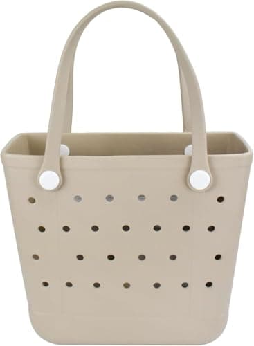 ALANTOP Oversized Beach Tote Bag - Extra Large Waterproof & Washable, Durable Rubber Material - Perfect for Pool, Beach Trips & Travel (Fits Towels & Essentials) (Apricot,X-Large(18.9 * 13.8 * 9in))