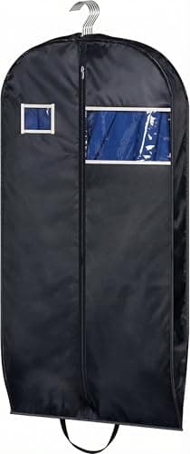 MISSLO Waterproof Garment Bag Suit for Travel, Foldable Suit Bag Men with Gusset, Hanging Garment Cover for Coats, Clothes, Jackets, Shirts, 109 cm, Black
